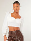 Sweetheart Neck Puff Sleeve Crop Top