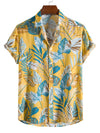 Men Random Tropical Print Button Up Shirt