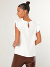 Ruffle Armhole Solid Top