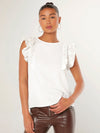 Ruffle Armhole Solid Top