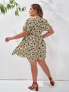 Plus Allover Floral Puff Sleeve Dress