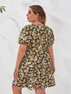 Plus Allover Floral Puff Sleeve Dress