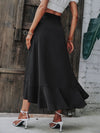 Solid Wrap Hem Tie Side Skirt