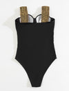 Stitch Detail Push Up One Piece Swimsuit