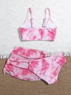 Girls Tie Dye Bikini Swimsuit With Beach Skirt