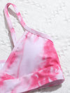 Girls Tie Dye Surplice Neck Bikini Swimsuit With Beach Skirt