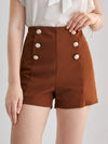 High Waist Fake Button Shorts