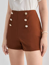 High Waist Fake Button Shorts