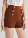 High Waist Fake Button Shorts