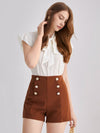 High Waist Fake Button Shorts