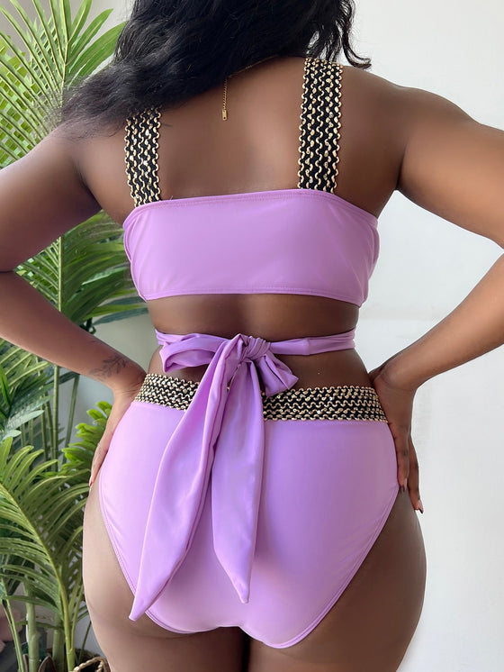 Plus Wrap Stitch Detail Bikini Swimsuit