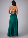 Crisscross Backless Wrap Satin Prom Dress