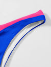 Color Block Trim Triangle High Cut Bikini Swimsuit