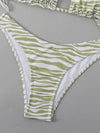 3pack Zebra Stripe Triangle Bikini Swimsuit Kimono