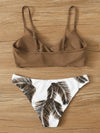 Palm Random Print Adjustable Strap Bikini Swimsuit