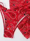 3pack Paisley Print Halter Bikini Swimsuit Beach Skirt