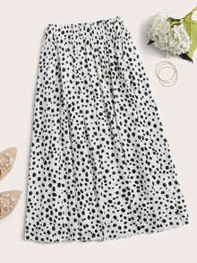  Dalmatian Print Midi Skirt