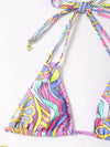 Floral Print Halter Triangle Tie Side Bikini Swimsuit