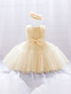 GIRLS Baby Girls' Mesh Puff Princess Dress With Butterfly Knot & Headband For First Birthday/party