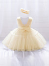 GIRLS Baby Girls' Mesh Puff Princess Dress With Butterfly Knot & Headband For First Birthday/party