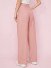 Solid Zip Up Wide Leg Pants