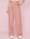 Solid Zip Up Wide Leg Pants