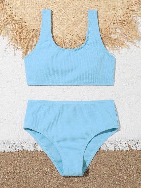 Girls Solid Bikini Swimsuit