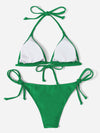 Solid Bikini Set Triangle Bra Thong Bottom 2 Piece Bathing Suit