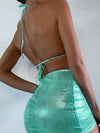 3pack Croc Metallic Triangle Bikini Swimsuit Beach Skirt