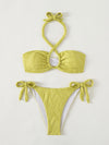 Rib Lace Up Tie Side Bikini Swimsuit