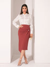 Modely High Waist Pearl Detail Asymmetrical Hem Skirt