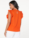 Ruffle Armhole Solid Top