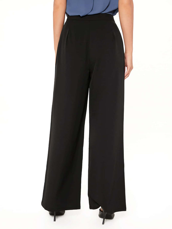 Zipper Fly Fold Pleated Palazzo Pants