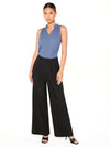 Zipper Fly Fold Pleated Palazzo Pants