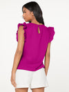 Ruffle Armhole Solid Top