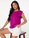 Ruffle Armhole Solid Top