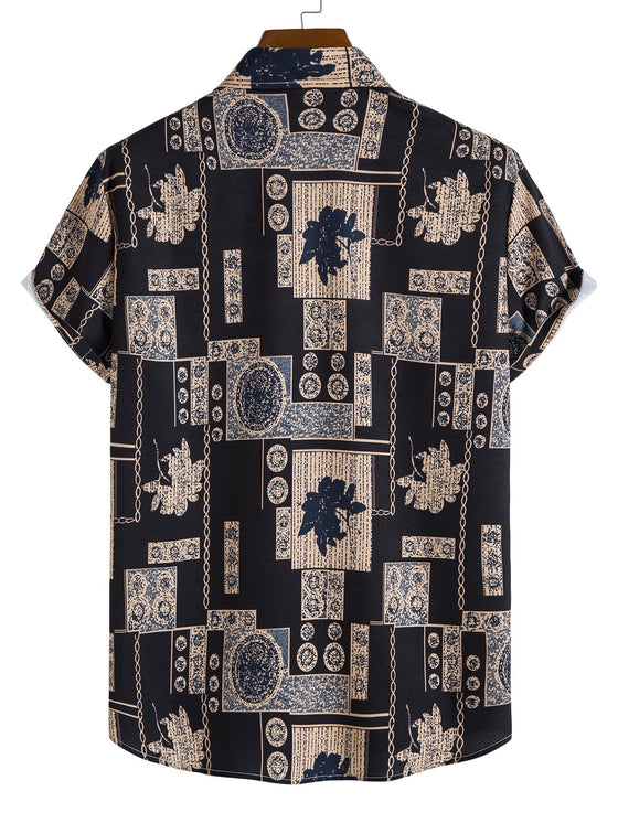 Men Random Geo Plant Print Shirt