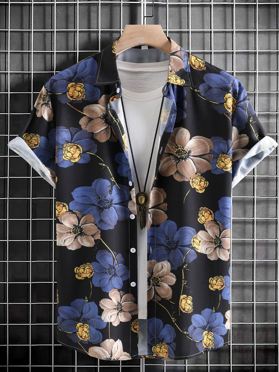 Men All Over Floral Print Button Front Shirt Without Tee