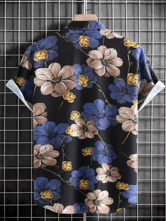 Men All Over Floral Print Button Front Shirt Without Tee