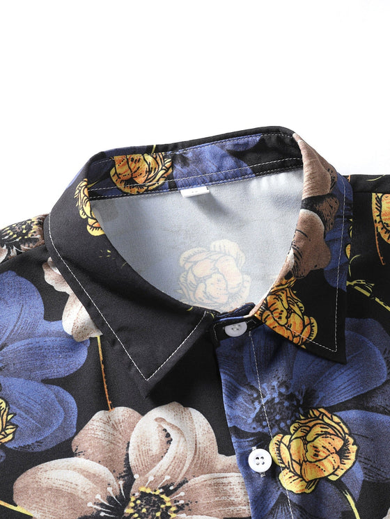 Men All Over Floral Print Button Front Shirt Without Tee