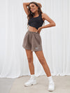 Drawstring Waist Patched Detail Shorts