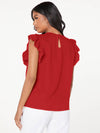 Ruffle Armhole Solid Top