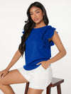 Ruffle Armhole Solid Top