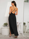 M Slit Cross Back Cami Prom Dress