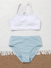 Girls Color Block High Waisted Bikini Swimsuit