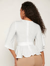 Split Sleeve Belted Peplum Top