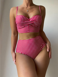  Gingham Twist Push Up Bikini Swimsuit