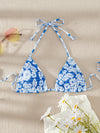 Floral Pattern Smocked Bikini Top