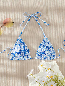  Floral Pattern Smocked Bikini Top