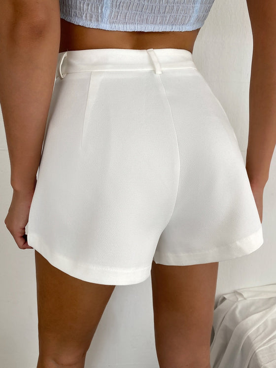 Solid Wide Leg Slant Pocket Shorts